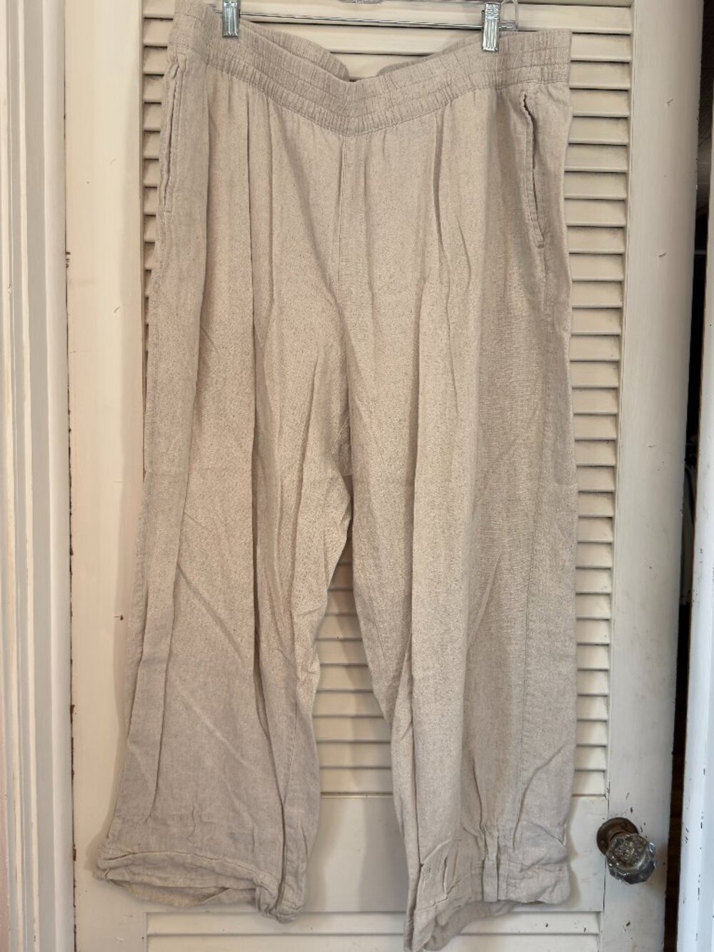 Old Navy Linen Blend Wide Leg Pull On Pants Natural Linen Cream Blend Size XXL